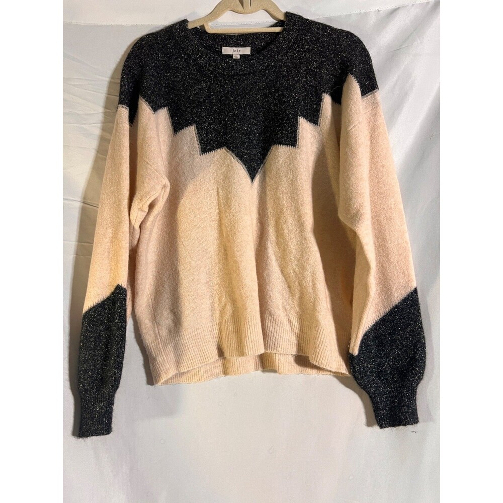 Joie Women’s Pullover Sweater Wool/Cashmere Blend Large Ivory Black Long Sleeve